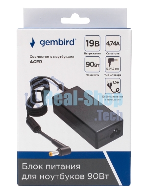 Блок питания Gembird для ноутбуков Acer 19В/4,74А, 90Вт, 1 штекер 5,5х1,7мм (NPA-AC18)