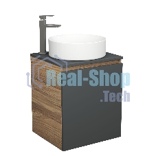 Тумба Bau Dream Blackwood 50 графит, раковина BAU Dream круглая D41, смеситель для раковины высокий Hotel Still, нержавеющая сталь