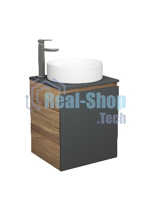 Тумба Bau Dream Blackwood 50 графит, раковина BAU Dream круглая D41, смеситель для раковины высокий Hotel Still, нержавеющая сталь