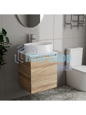 Тумба Bau Dream Blackwood 50 с дверцей, раковина BAU Nimb 50х36, смеситель для раковины высокий Hotel Still, нержавеющая сталь