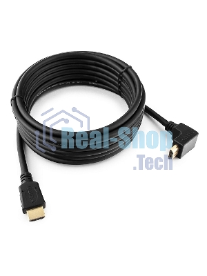 Кабель Cablexpert HDMI CC-HDMI490-15, 19M/19M, v2.0, медь, позол.разъемы, экран, угловой, 4.5м, черный, пакет