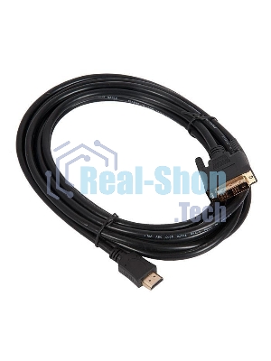 Кабель HDMI-DVI Cablexpert CC-HDMI-DVI-15, 19M/19M, single link, медь, позол.разъемы, экран, 4.5м, черный, пакет