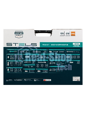 Набор инструментов STELS 141151/4'' 3/8'' 1/2'' cr-v s2 усиленный кейс 216 предм.