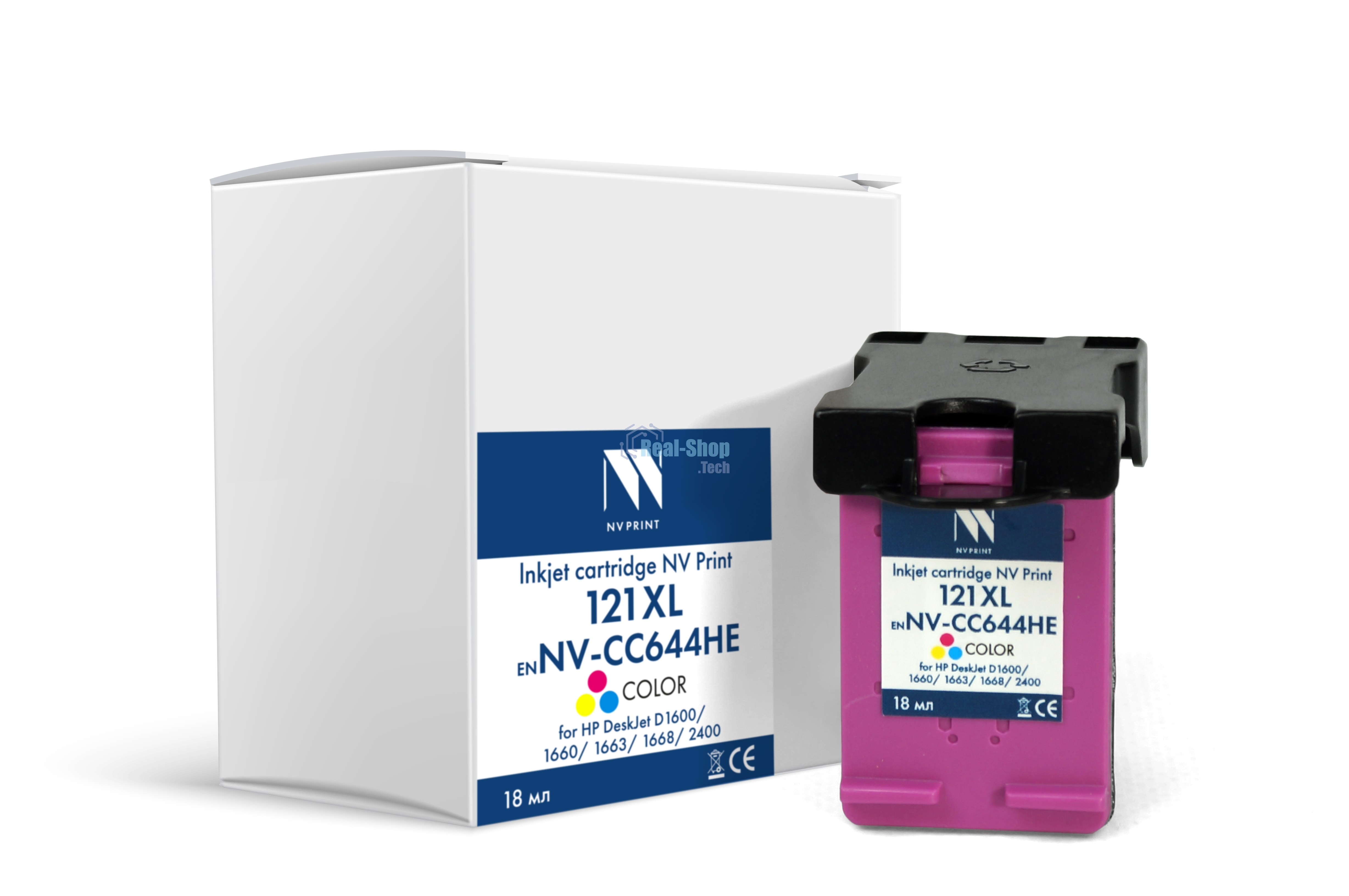 Картридж струйный NVPrint 121XL (NV-CC644HE) Color для HP DeskJet D1600/D1663/D2500/D2563/D2663/D5563/F2423/F2486/F2493/F4213/F4275/F4280/F4283/F4583 (18 мл) совместимый