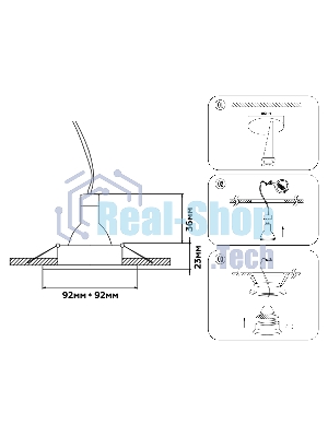 Светильник встраиваемый Ambrella light TN102726 WH белый GU5.3 92*92*23