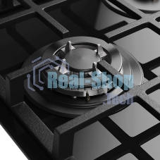 Варочная поверхность MONSHER MGG 44 Noir, High-Tech, газ, 45 см, газ-контроль, автоматический электроподжиг, чугунные решетки, форсунки под сжиженый газ, конфорки SABAF, поворотные переключатели, цвет черный