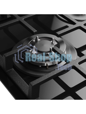 Варочная поверхность MONSHER MGG 44 Noir, High-Tech, газ, 45 см, газ-контроль, автоматический электроподжиг, чугунные решетки, форсунки под сжиженый газ, конфорки SABAF, поворотные переключатели, цвет черный