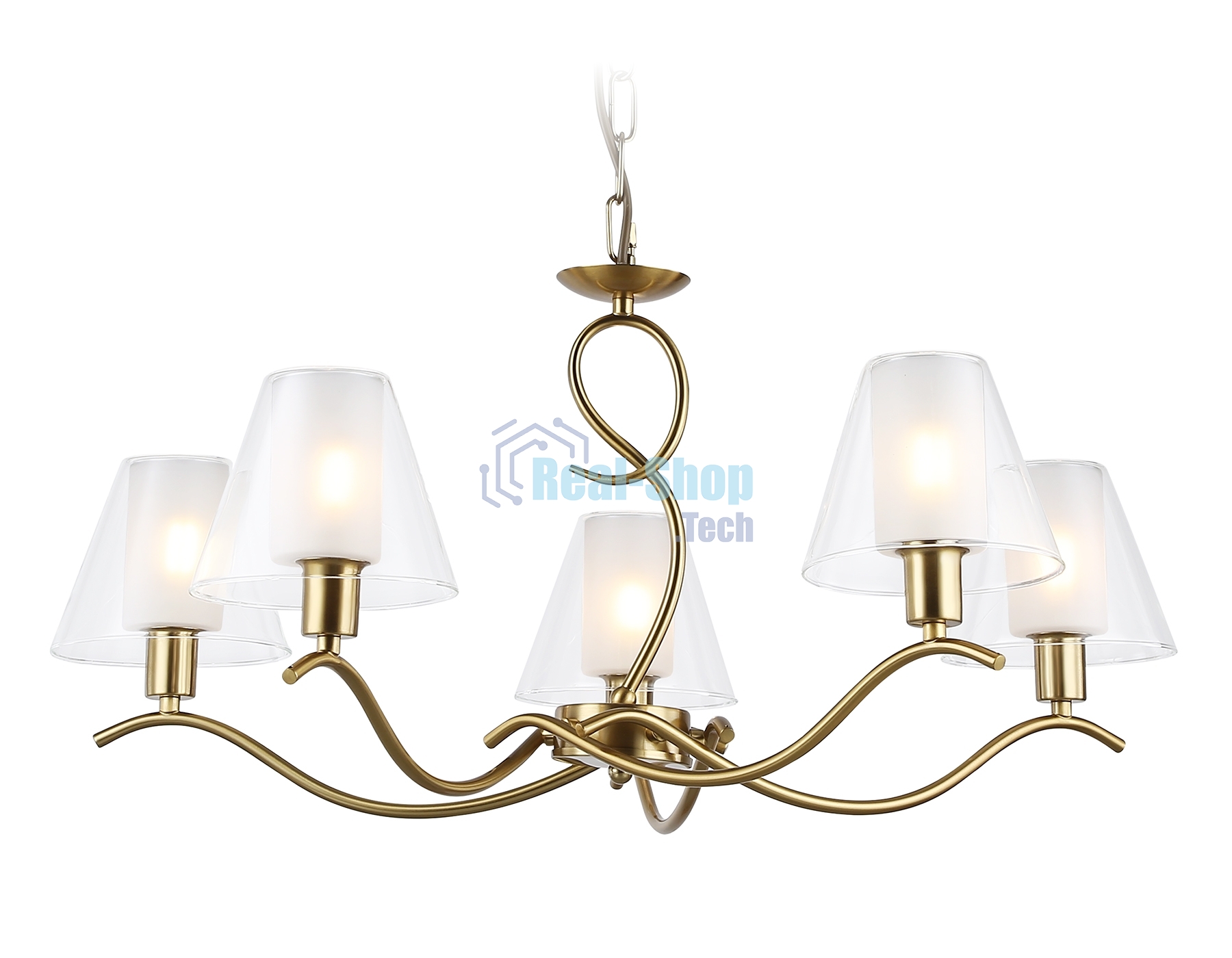 Люстра Ambrella light LH57091/5 BS/FR латунь/белый матовый E14/5 max 40W D690*790