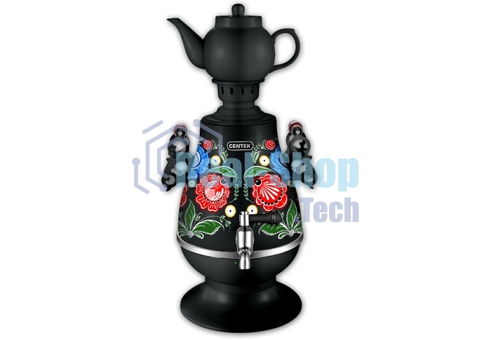 Самовар Centek CT-0091 B (черн+рисунок), 4.0л, 2300 Вт, поддерж.t + LED индикатор, керам заварник