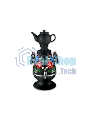 Самовар Centek CT-0091 B (черн+рисунок), 4.0л, 2300 Вт, поддерж.t + LED индикатор, керам заварник