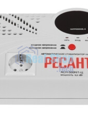 Стабилизатор напряжения Ресанта АСН- 500 Н/1-Ц 63/6/9 Стабилизатор 220В±8%, Габариты 260х200х110, Вес 2,6кг