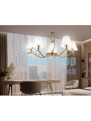 Люстра Ambrella light LH57091/5 BS/FR латунь/белый матовый E14/5 max 40W D690*790
