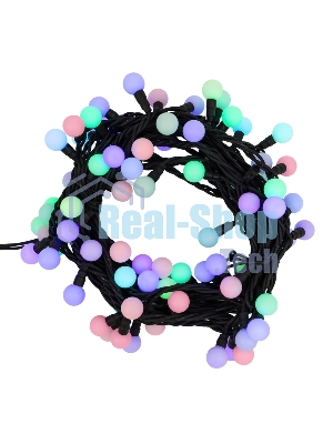 Гирлянда Neon-night Мультишарики Ø17,5 мм, 10 м, черный каучук, 80 LED, цвет RGB