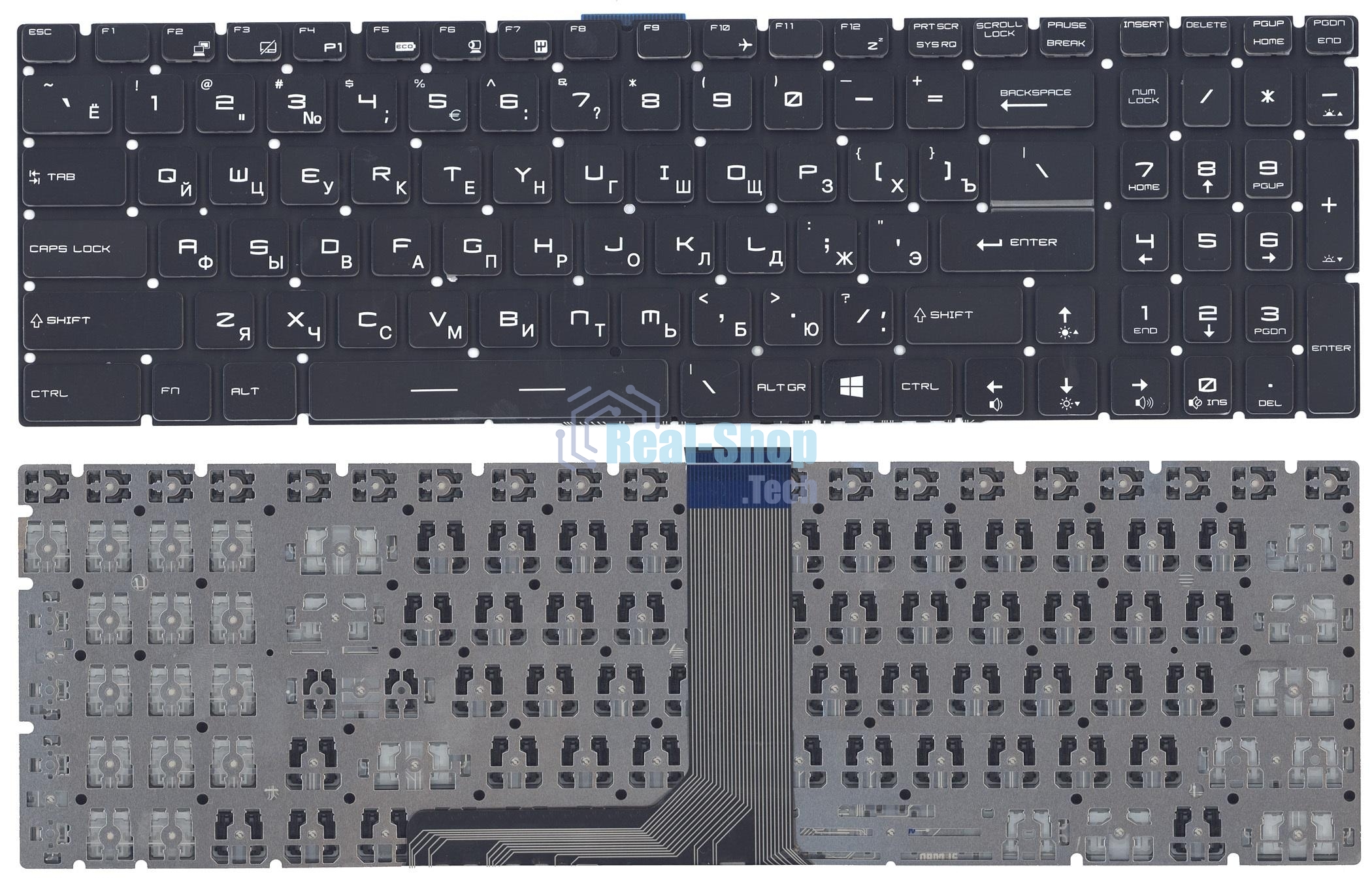 Клавиатура для ноутбука MSI GT72 GS60 GS70 GP62 GL72 GE72, черная с белой подсветкой
