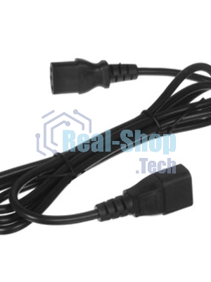 Шнур PowerCube ПВС-АП 3x0,75 C13С14-250-10-1,8, черный, 1,8 м, C13-C14, 3x0.75, 10А, с заземлением,
