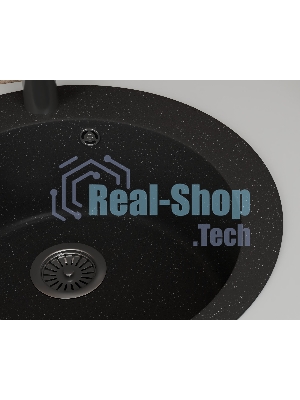 Мойка для кухни BAU Dream Black stone D 50, выпуск с сифоном в комплекте, черный камень