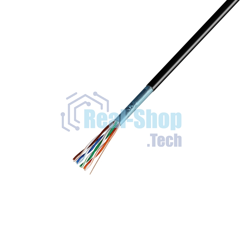 Кабель витая пара Rexant F/UTP, cat.5e, ZH нг(А)-HF, 4PR, 24AWG, внешний, черный, 305 м