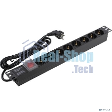 Блок розеток горизонтальный ExeGate ServerPro PDU-19H804 Al-8S-EU2.5-SW, 19