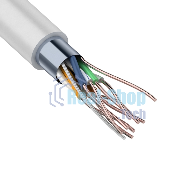 Кабель витая пара Rexant F/UTP, cat.5e, ZH нг(А)-HF, 4PR, 24AWG, внутренний, серый, 305 м