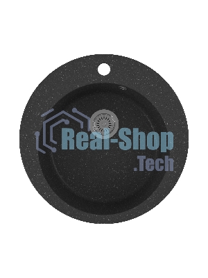 Мойка для кухни BAU Dream Black stone D 50, выпуск с сифоном в комплекте, черный камень