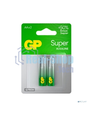 Алкалиновые батарейки GP Super Alkaline G-Tech 15А АA - 2 шт. на блистере