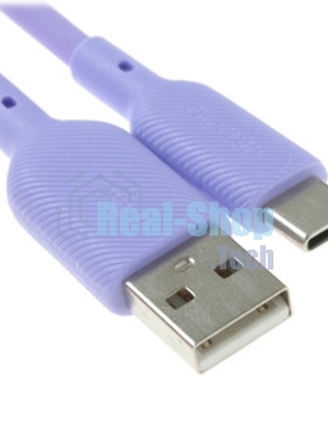 Кабель QUMO 32961 USB-A на Type-C, силиконовый, 1м, 3A, 18W (фиолетовый)