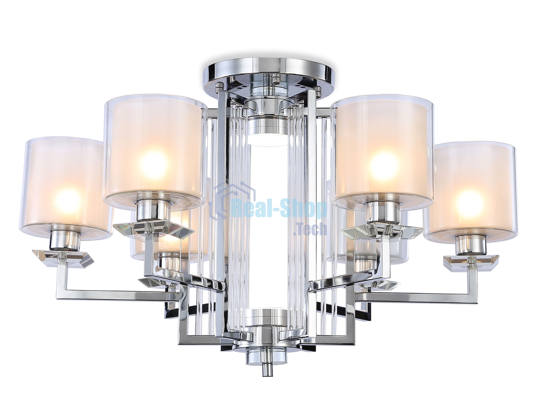 Светильник Ambrella light TR4418/6 CH/CL/FR хром/прозрачный/белый матовый E27*6 max 40W D748*463