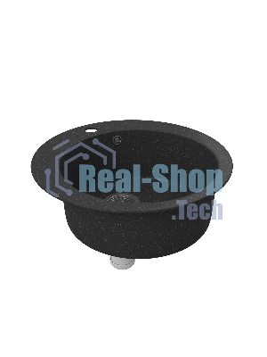 Мойка для кухни BAU Dream Black stone D 50, выпуск с сифоном в комплекте, черный камень