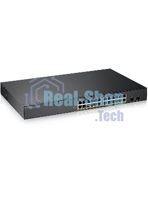 Коммутатор Smart L2 PoE+ Zyxel GS1900-24HPv2, rack 19