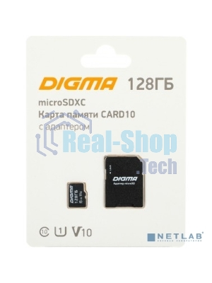 Флеш карта microSDXC 128Gb Class10 Digma CARD10 + adapter