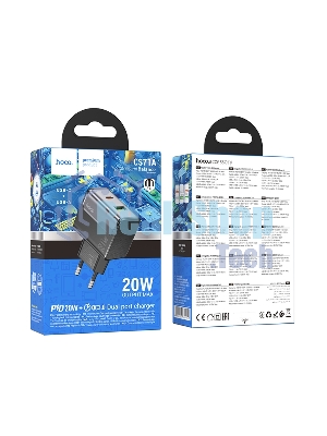 Зарядное устройство Hoco 20Вт, 3А, QC3.0/PD, 1xUSB, 1xType-C, CS71A, черный, коробка