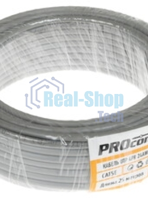 Кабель витая пара PROconnect UTP 2PR 24AWG, CCA, cat.5e, PVC, серый, бухта 305 м