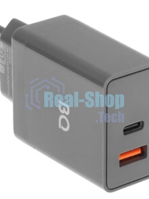 Сетевое зарядное устройство BQ Charger 38W2A01 (2 ports Type-C + USB, PD 20W+QC3.0 18W, 38W total) серый